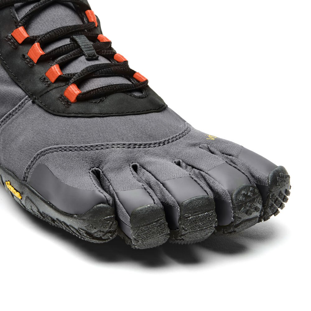 Vibram Five Fingers Mens Trail Shoes - Black/Grey/Red - V-Trek Insulated - 93764-EOLQ